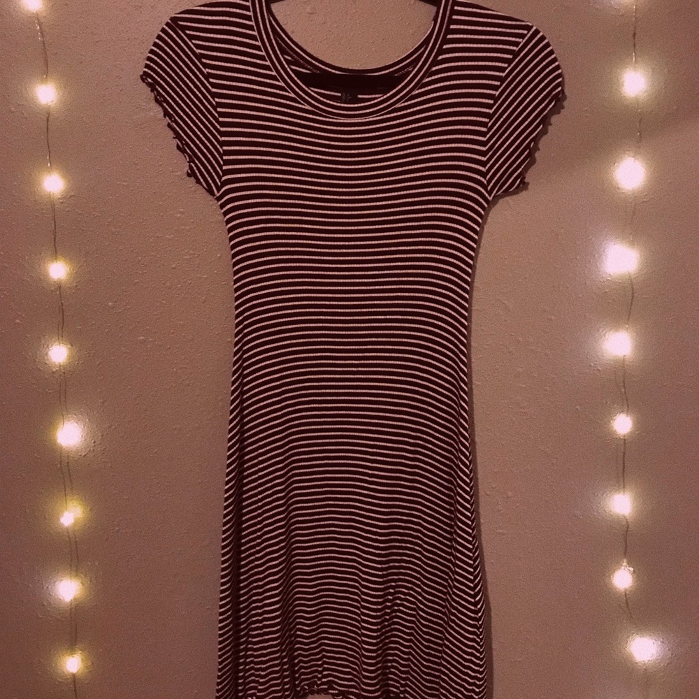 Maroon Striped Dress
